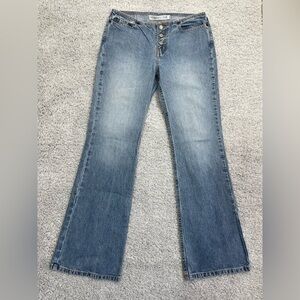 Express Jeans Womens 5/6 Hipster Flare Bell Bottom Y2K Low Cut 3 Button Hippie
